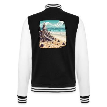 Sandcastle / Building / Playing / Castle / Holiday - College Sweat Jacket - black/white - Back - Marisol (170cm)