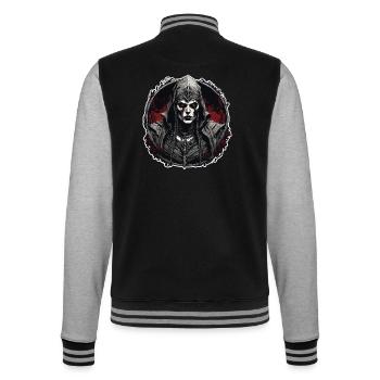 Gothique / Ténèbres / Mysticisme / Ombre / Horreur - Veste Teddy - noir/gris chiné - Dos - Marisol (170cm)