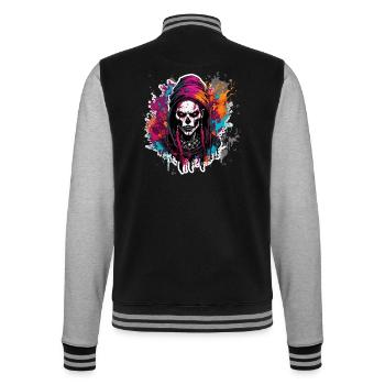 Gothique / Ténèbres / Mysticisme / Ombre / Horreur - Veste Teddy - noir/gris chiné - Dos - Marisol (170cm)