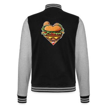 Burgers / Restauration rapide / Nourriture / Petits pains / Boeuf - Veste Teddy - noir/gris chiné - Dos - Marisol (170cm)