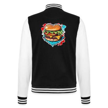 Burgers / Fast Food / Food / Buns / Beef - College Sweat Jacket - black/white - Back - Marisol (170cm)
