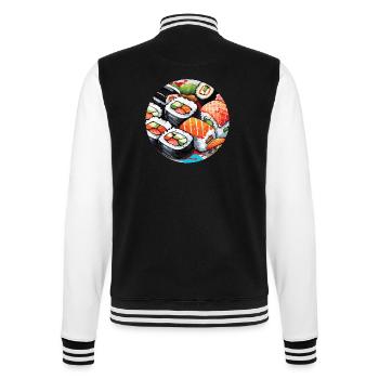 Sushi / Maki / Nigiri / Wasabi / Asiatique - Veste Teddy - noir/blanc - Dos - Marisol (170cm)