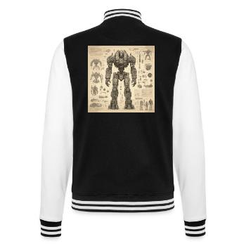Bauplan / Sepia / Vintage / Retro / Roboter - College-Sweatjacke - Schwarz/Weiß - Hinten - Marisol (170cm)