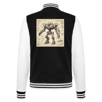 Blueprint / Sepia / Vintage / Retro / Robot - College Sweat Jacket - black/white - Back - Marisol (170cm)