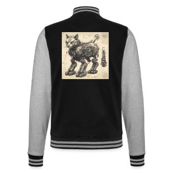 Plan / Sépia / Vintage / Rétro / Robot - Veste Teddy - noir/gris chiné - Dos - Marisol (170cm)