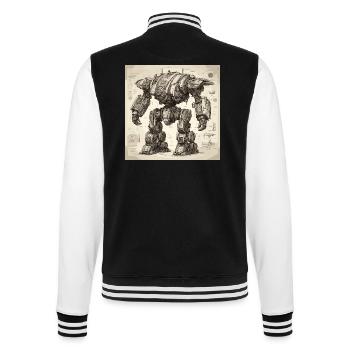 Blueprint / Sepia / Vintage / Retro / Robot - College Sweat Jacket - black/white - Back - Marisol (170cm)