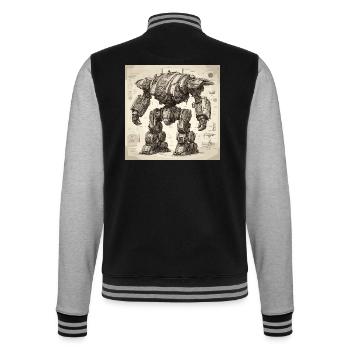 Plan / Sépia / Vintage / Rétro / Robot - Veste Teddy - noir/gris chiné - Dos - Marisol (170cm)