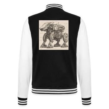 Bauplan / Sepia / Vintage / Retro / Roboter - College-Sweatjacke - Schwarz/Weiß - Hinten - Marisol (170cm)