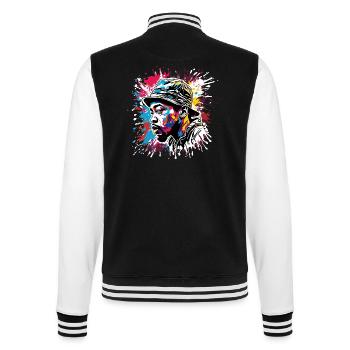 Rapper / Hip Hop / Song / Cool / Rhymes / Beat - College Sweat Jacket - black/white - Back - Marisol (170cm)