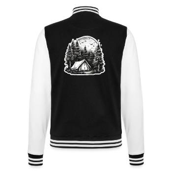 Forêt / Sauvage / Tente / Sauvage / Arbres / Vie - Veste Teddy - noir/blanc - Dos - Marisol (170cm)
