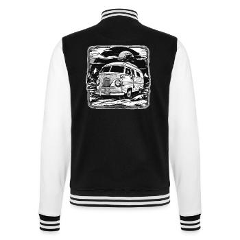 Camper / Motorhome / camping / Roadtrip / Travel - College Sweat Jacket - black/white - Back - Marisol (170cm)