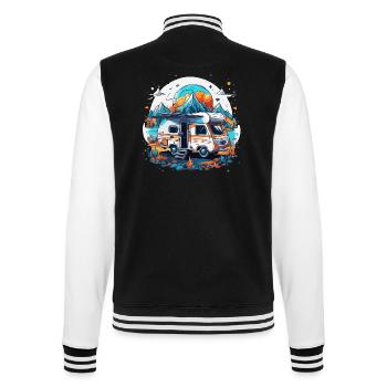 Camper / Wohnmobil / camping / Roadtrip / Travel - College-Sweatjacke - Schwarz/Weiß - Hinten - Marisol (170cm)