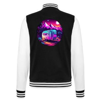 Camper / Wohnmobil / camping / Roadtrip / Travel - College-Sweatjacke - Schwarz/Weiß - Hinten - Marisol (170cm)