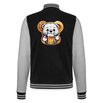 Teddybär / Kuscheltier / Stofftier / Geschenkidee - College-Sweatjacke - Schwarz/Grau meliert - Hinten - Marisol (170cm)