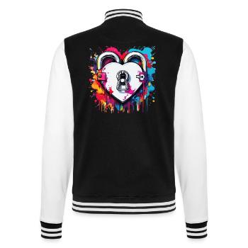 Shoulder Lock / Key / Heart Lock / Motif - College Sweat Jacket - black/white - Back - Marisol (170cm)