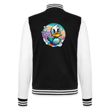Animal in Soap Bubble / Childlike / Cute / Duck - College Sweat Jacket - black/white - Back - Marisol (170cm)