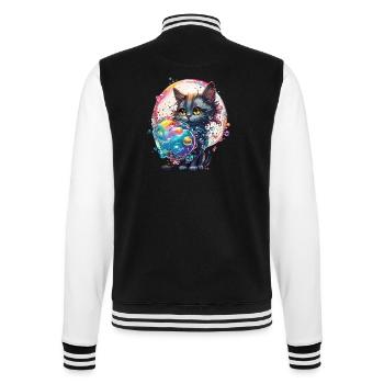 Tier in Seifenblase / kindlich / niedlich /Maus - College-Sweatjacke - Schwarz/Weiß - Hinten - Marisol (170cm)