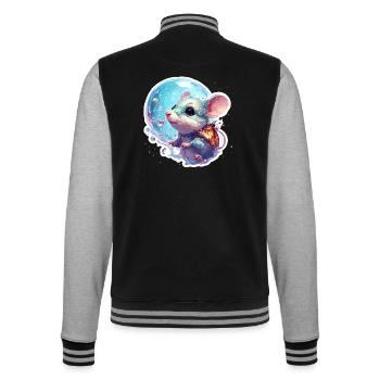 Animal dans la bulle de savon / enfantin / mignon / souris - Veste Teddy - noir/gris chiné - Dos - Marisol (170cm)