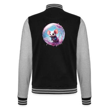 Animal in soap bubble / childlike / cute /mouse - College Sweat Jacket - black/heather grey - Back - Marisol (170cm)