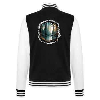 Window in the Forest / Trees / View / Wilderness - College Sweat Jacket - black/white - Back - Marisol (170cm)
