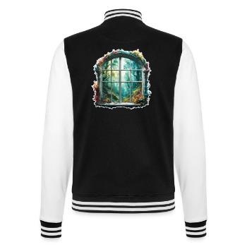 Window in the Forest / Trees / View / Wilderness - College Sweat Jacket - black/white - Back - Marisol (170cm)