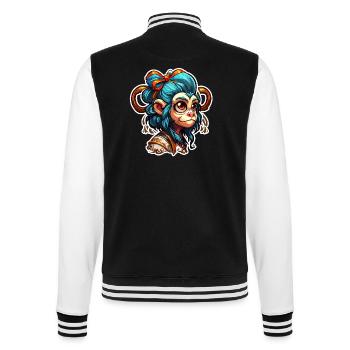 Singe mignon / Fille de singe / Mignon / noeud de cheveux - Veste Teddy - noir/blanc - Dos - Marisol (170cm)