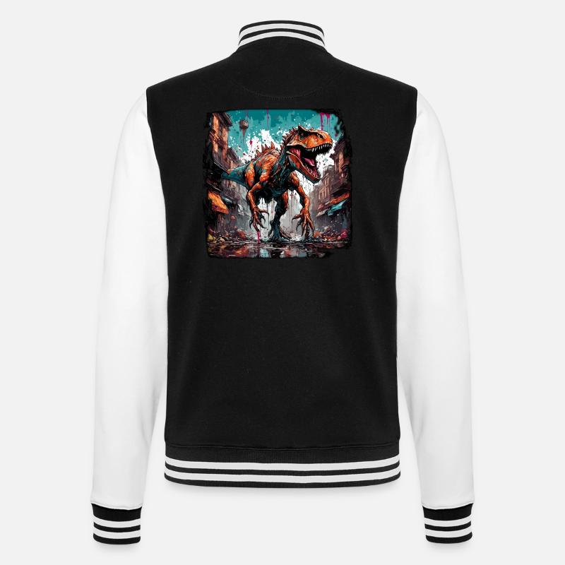 Dinosaurier / Tier / Urzeit / Reptil / Jungs - College-Sweatjacke - Schwarz/Weiß