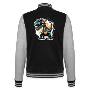 Dinosaure / Animal / Préhistorique / Reptile / Garçons - Veste Teddy - noir/gris chiné - Dos - Marisol (170cm)