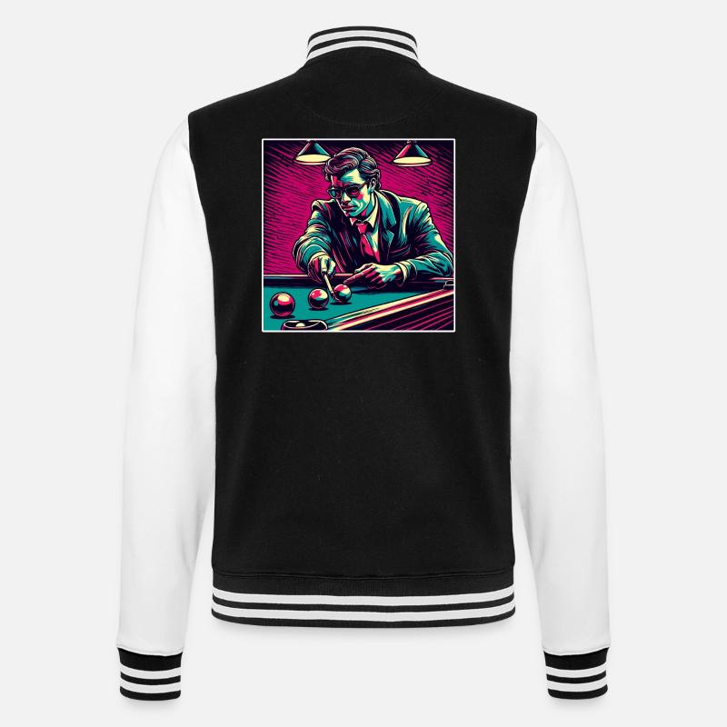 Billiard Table / Billiard Ball / 8 Ball / Pool / Kö - College Sweat Jacket - black/white