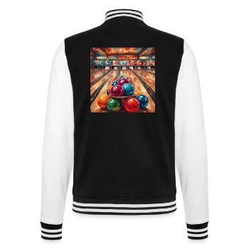 Bowling / Skittles / Bowling Alley / Pin / Strike - College Sweat Jacket - black/white - Back - Marisol (170cm)