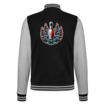 Bowling / Kegeln / Bowlingbahn / Pin / Strike - College-Sweatjacke - Schwarz/Grau meliert - Hinten - Marisol (170cm)