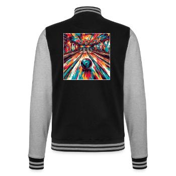 Bowling / Kegeln / Bowlingbahn / Pin / Strike - College-Sweatjacke - Schwarz/Grau meliert - Hinten - Marisol (170cm)