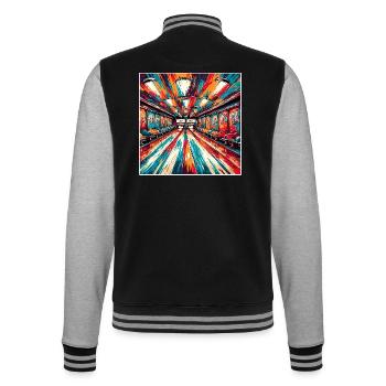 Bowling / Kegeln / Bowlingbahn / Pin / Strike - College-Sweatjacke - Schwarz/Grau meliert - Hinten - Marisol (170cm)