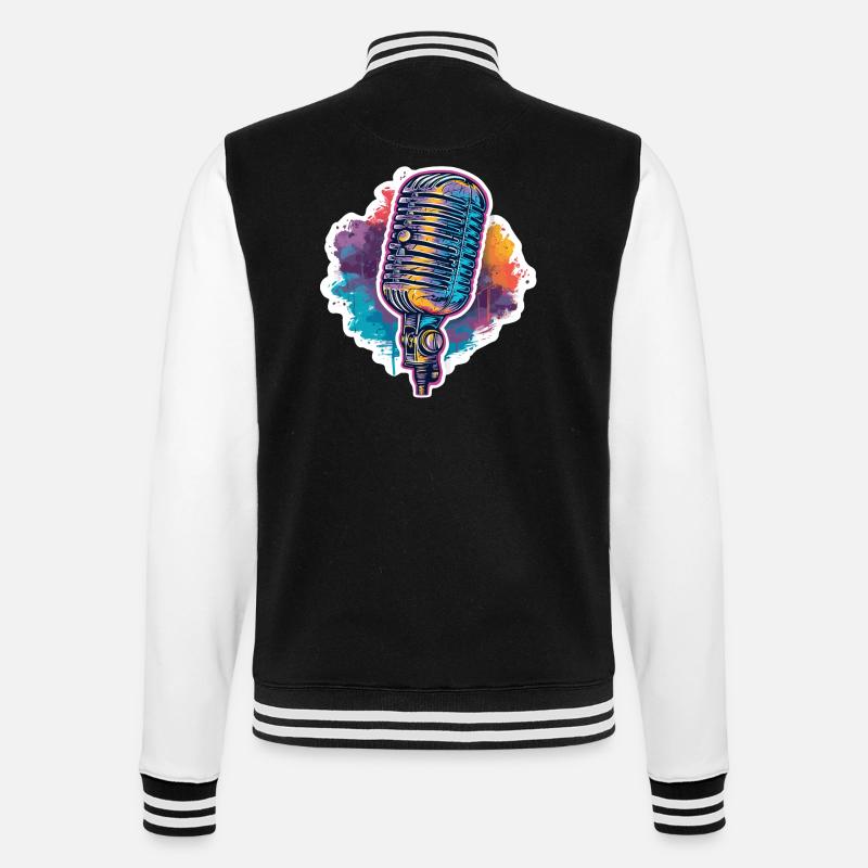 Microphone in retro look - College Sweat Jacket - black/white