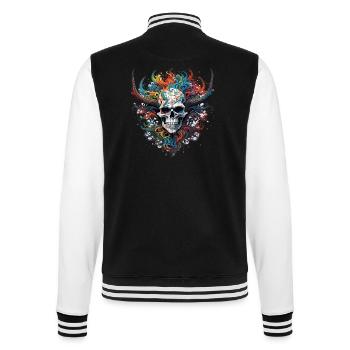 Skull / Totenkopf / Skelett / Gothic / Tattoo - College-Sweatjacke - Schwarz/Weiß - Hinten - Marisol (170cm)