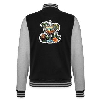 Cocktail / Bar / Mixage / Boisson / Exotique / Club - Veste Teddy - noir/gris chiné - Dos - Marisol (170cm)