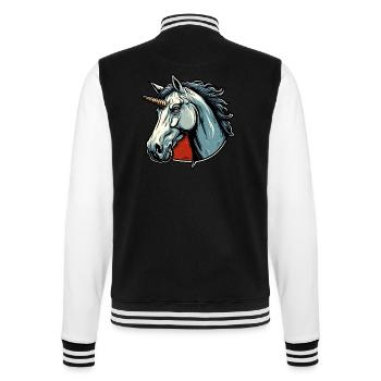 Einhorn / Fabelwesen / Märchen / Magie / Glitzer - College-Sweatjacke - Schwarz/Weiß - Hinten - Marisol (170cm)