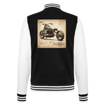 Plan / Sépia / Vintage / Rétro / Moto - Veste Teddy - noir/blanc - Dos - Marisol (170cm)