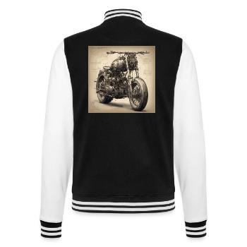 Plan / Sépia / Vintage / Rétro / Moto - Veste Teddy - noir/blanc - Dos - Marisol (170cm)
