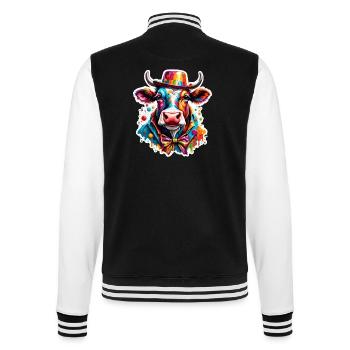Clown Animal / Circus / Funny / Colorful / Show / Cow - College Sweat Jacket - black/white - Back - Marisol (170cm)