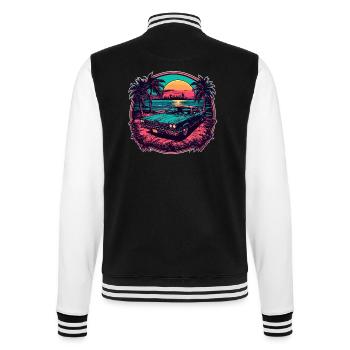 Beach / Island / Vacation / Summer / Sun / Sea - College Sweat Jacket - black/white - Back - Marisol (170cm)