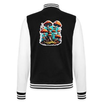 Pilz / Mushroom / Wiese / Wald / Goa / Psy - College-Sweatjacke - Schwarz/Weiß - Hinten - Marisol (170cm)