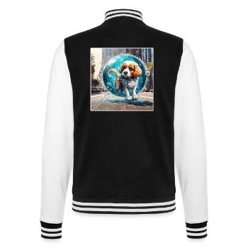 Tier in Seifenblase / kindlich / niedlich / Hund - College-Sweatjacke - Schwarz/Weiß - Hinten - Marisol (170cm)