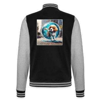 Animal dans bulle de savon / enfantin / mignon / chien - Veste Teddy - noir/gris chiné - Dos - Marisol (170cm)