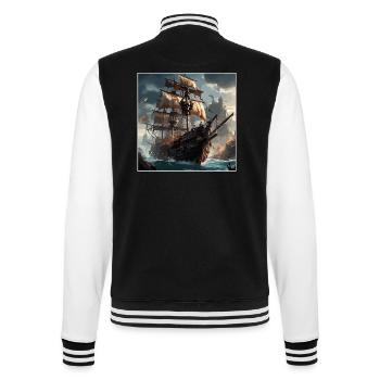 Schiff / Boot / Anker / Meer / Ocean / Kapitän - College-Sweatjacke - Schwarz/Weiß - Hinten - Marisol (170cm)