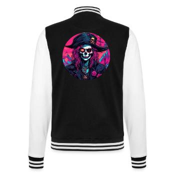 Piratin / Ahoi / Anker / Kapitän / Totenkopf / Rum - College-Sweatjacke - Schwarz/Weiß - Hinten - Marisol (170cm)