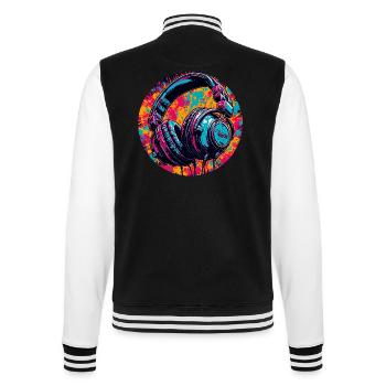 Headphones / Audio / Music / Sound / Cool - College Sweat Jacket - black/white - Back - Marisol (170cm)