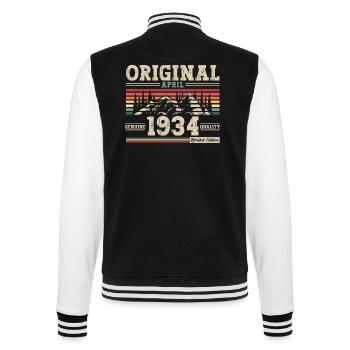 90e anniversaireHomme Original Avril Vintage 1934 - Veste Teddy - noir/blanc - Dos - Marisol (170cm)