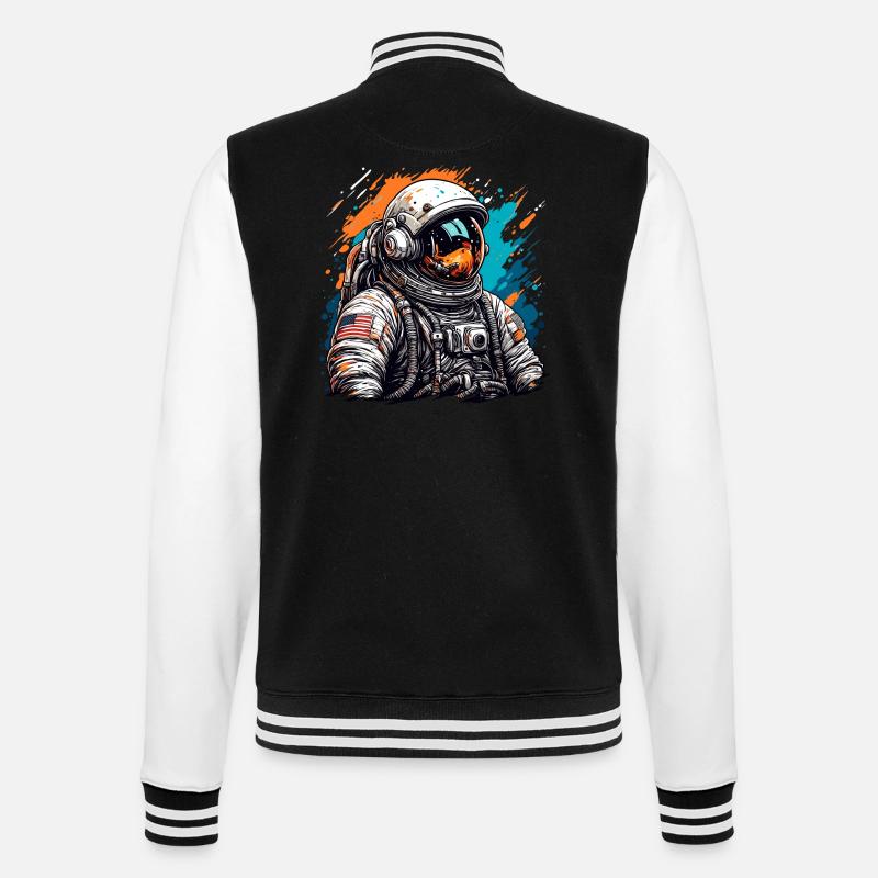 Astronaut / Space / Spaceship / Spaceship / Moon - College Sweat Jacket - black/white