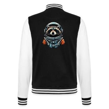 Astronaut / Weltall / Tier / Waschbär / Raumschiff - College-Sweatjacke - Schwarz/Weiß - Hinten - Marisol (170cm)